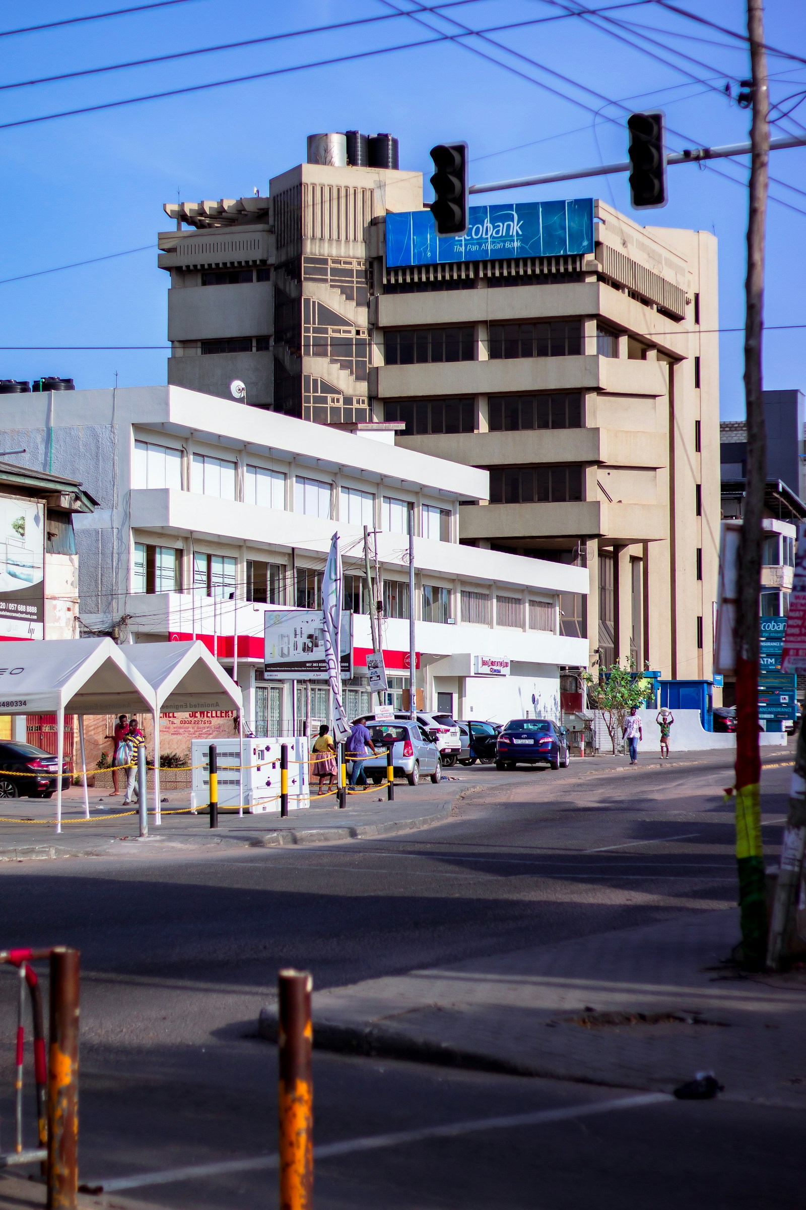 Everyday life and local businesses on a street in Accra, Ghana